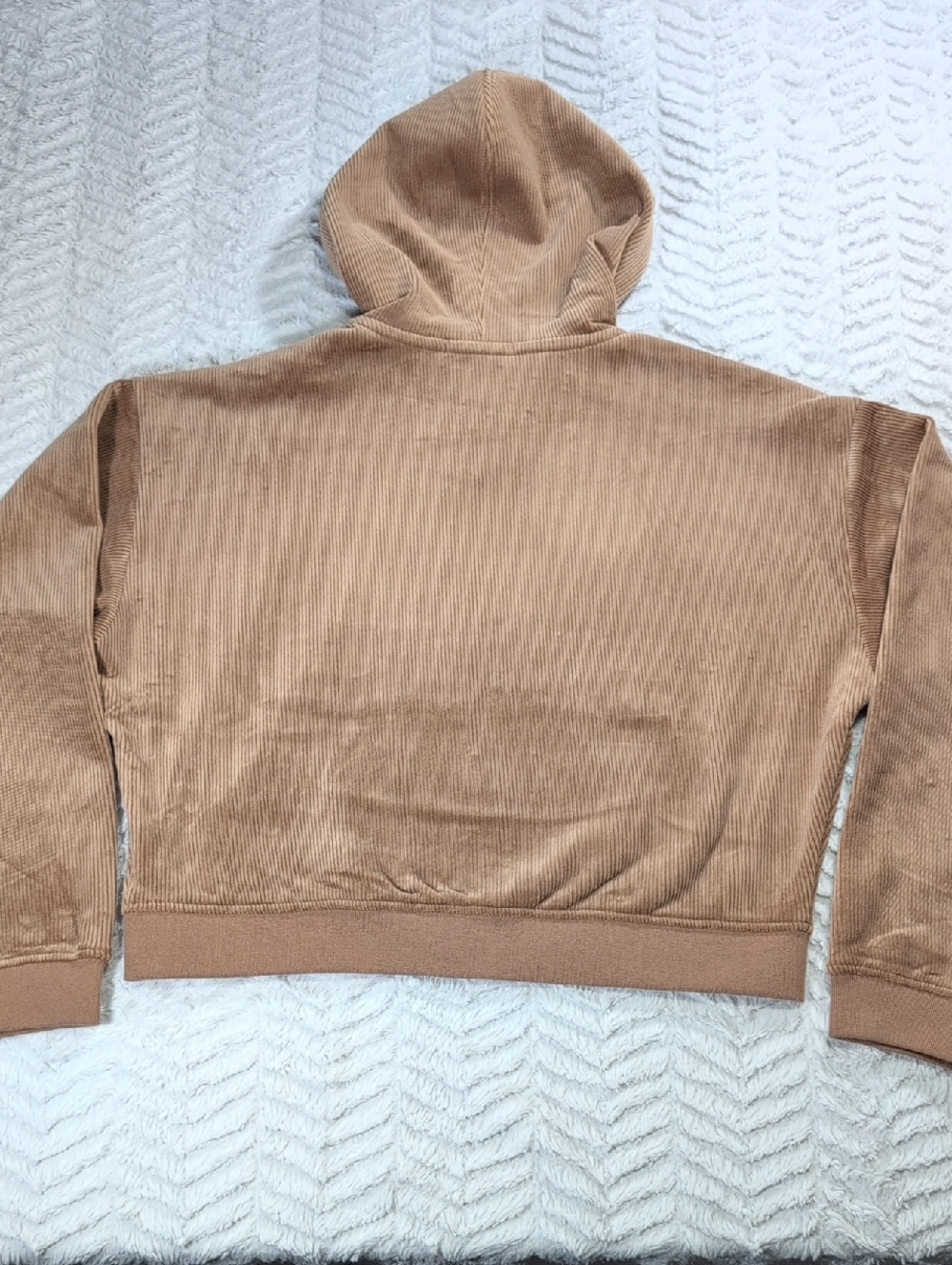 538. Marine Layer Velour Corduroy Zip Up Hoodie | Color: Toffee - Picture 9 of 10